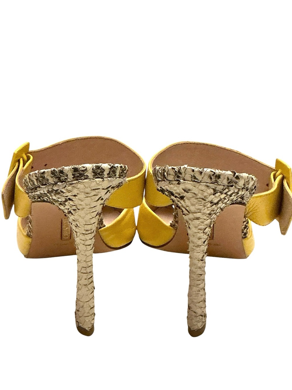 Louise et Cie Talia Yellow Leather Mule Snakeskin Heels Sexy Slip-ons Size-9.5 - Picture 11 of 15